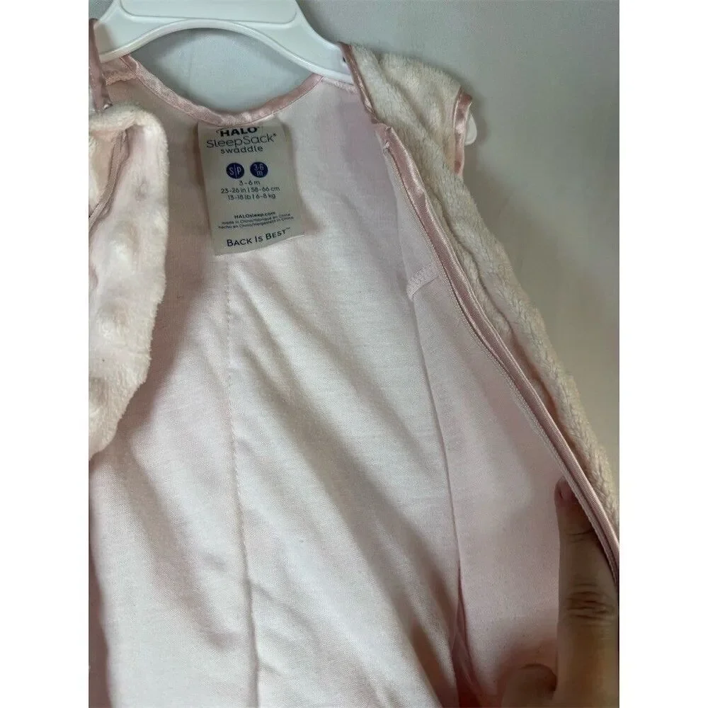 HALO SleepSack Swaddle Wearable Blanket  Pink Trim Small 3-6 Months